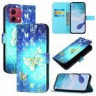 For Motorola Moto G84 3D Painting Horizontal Flip Leather Phone Case(Golden Butterfly) - 1