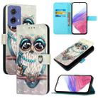 For Motorola Moto G85 3D Painting Horizontal Flip Leather Phone Case(Grey Owl) - 1