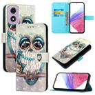 For Motorola Moto E14 3D Painting Horizontal Flip Leather Phone Case(Grey Owl) - 1