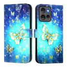 For Motorola Edge 50 5G Global 3D Painting Horizontal Flip Leather Phone Case(Golden Butterfly) - 2