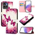 For Motorola Edge 50 5G Global 3D Painting Horizontal Flip Leather Phone Case(Rose Butterfly) - 1