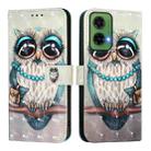 For Motorola Moto G35 3D Painting Horizontal Flip Leather Phone Case(Grey Owl) - 2