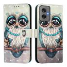 For Motorola Moto G55 3D Painting Horizontal Flip Leather Phone Case(Grey Owl) - 2