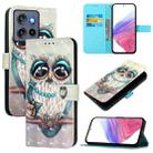 For Motorola Edge 50 Neo 3D Painting Horizontal Flip Leather Phone Case(Grey Owl) - 1