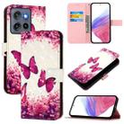 For Motorola Edge 50 Neo 3D Painting Horizontal Flip Leather Phone Case(Rose Butterfly) - 1