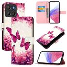 For Motorola Moto G15 3D Painting Horizontal Flip Leather Phone Case(Rose Butterfly) - 1