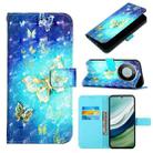 For Huawei Mate 60 3D Painting Horizontal Flip Leather Phone Case(Golden Butterfly) - 1