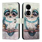 For Huawei P50 3D Painting Horizontal Flip Leather Phone Case(Grey Owl) - 2