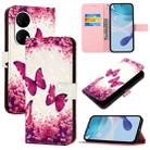 For Huawei P50 3D Painting Horizontal Flip Leather Phone Case(Rose Butterfly) - 1