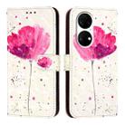 For Huawei P50 3D Painting Horizontal Flip Leather Phone Case(Flower) - 1