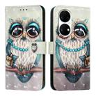For Huawei P50 Pro 3D Painting Horizontal Flip Leather Phone Case(Grey Owl) - 1