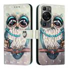 For Huawei P60 3D Painting Horizontal Flip Leather Phone Case(Grey Owl) - 2