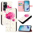 For Huawei P60 3D Painting Horizontal Flip Leather Phone Case(Flower) - 1