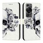 For Huawei P60 3D Painting Horizontal Flip Leather Phone Case(Skull) - 2