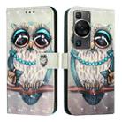 For Huawei P60 Pro 3D Painting Horizontal Flip Leather Phone Case(Grey Owl) - 2