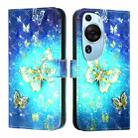 For Huawei P60 Art 3D Painting Horizontal Flip Leather Phone Case(Golden Butterfly) - 2