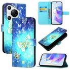 For Huawei Pura 70 3D Painting Horizontal Flip Leather Phone Case(Golden Butterfly) - 1