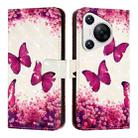 For Huawei Pura 70 3D Painting Horizontal Flip Leather Phone Case(Rose Butterfly) - 2