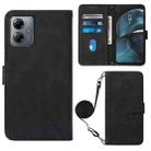 For Motorola Moto G14 Crossbody 3D Embossed Flip Leather Phone Case(Black) - 1