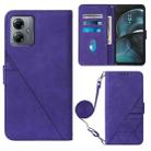 For Motorola Moto G14 Crossbody 3D Embossed Flip Leather Phone Case(Purple) - 1