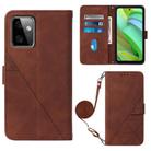 For Motorola Moto G Power 2023 Crossbody 3D Embossed Flip Leather Phone Case(Brown) - 1