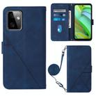 For Motorola Moto G Power 2023 Crossbody 3D Embossed Flip Leather Phone Case(Blue) - 1