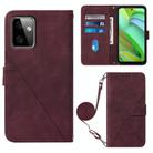 For Motorola Moto G Power 2023 Crossbody 3D Embossed Flip Leather Phone Case(Wine Red) - 1