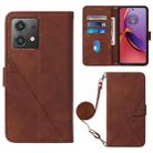 For Motorola Moto G84 Crossbody 3D Embossed Flip Leather Phone Case(Brown) - 1