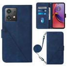 For Motorola Moto G84 Crossbody 3D Embossed Flip Leather Phone Case(Blue) - 1