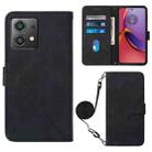 For Motorola Moto G84 Crossbody 3D Embossed Flip Leather Phone Case(Black) - 1