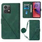 For Motorola Moto G84 Crossbody 3D Embossed Flip Leather Phone Case(Dark Green) - 1