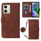 For Motorola Moto G54 Crossbody 3D Embossed Flip Leather Phone Case(Brown) - 1