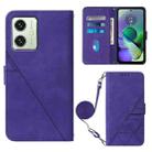 For Motorola Moto G54 Crossbody 3D Embossed Flip Leather Phone Case(Purple) - 1