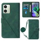 For Motorola Moto G54 Crossbody 3D Embossed Flip Leather Phone Case(Dark Green) - 1