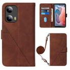 For Motorola Moto G Play 5G 2024 Crossbody 3D Embossed Flip Leather Phone Case(Brown) - 1