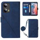 For Motorola Moto G Play 5G 2024 Crossbody 3D Embossed Flip Leather Phone Case(Blue) - 1