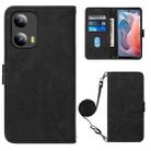 For Motorola Moto G Play 5G 2024 Crossbody 3D Embossed Flip Leather Phone Case(Black) - 1