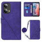 For Motorola Moto G Play 5G 2024 Crossbody 3D Embossed Flip Leather Phone Case(Purple) - 1