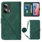 For Motorola Moto G Play 5G 2024 Crossbody 3D Embossed Flip Leather Phone Case(Dark Green) - 1