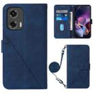 For Motorola Moto G Stylus 5G 2024 Crossbody 3D Embossed Flip Leather Phone Case(Blue) - 1