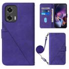 For Motorola Moto G Stylus 5G 2024 Crossbody 3D Embossed Flip Leather Phone Case(Purple) - 1