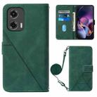 For Motorola Moto G Stylus 5G 2024 Crossbody 3D Embossed Flip Leather Phone Case(Dark Green) - 1