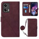 For Motorola Moto G Stylus 5G 2024 Crossbody 3D Embossed Flip Leather Phone Case(Wine Red) - 1