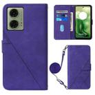 For Motorola Moto G04 4G / G24 4G Crossbody 3D Embossed Flip Leather Phone Case(Purple) - 1