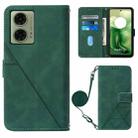 For Motorola Moto G04 4G / G24 4G Crossbody 3D Embossed Flip Leather Phone Case(Dark Green) - 1