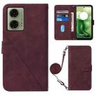 For Motorola Moto G04 4G / G24 4G Crossbody 3D Embossed Flip Leather Phone Case(Wine Red) - 1