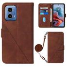 For Motorola Moto G34 Crossbody 3D Embossed Flip Leather Phone Case(Brown) - 1