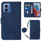 For Motorola Moto G34 Crossbody 3D Embossed Flip Leather Phone Case(Blue) - 1