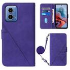 For Motorola Moto G34 Crossbody 3D Embossed Flip Leather Phone Case(Purple) - 1