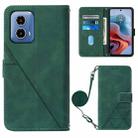 For Motorola Moto G34 Crossbody 3D Embossed Flip Leather Phone Case(Dark Green) - 1